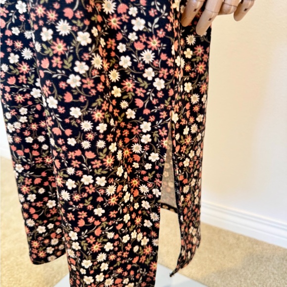 Brown Black Flower Midi Dress - Picture 6 of 16